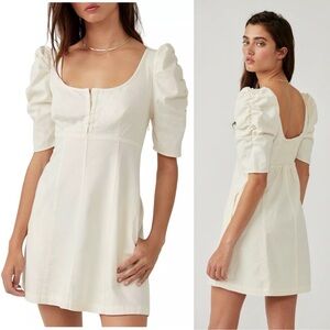 Free people Cheyenne denim mini dress ivory